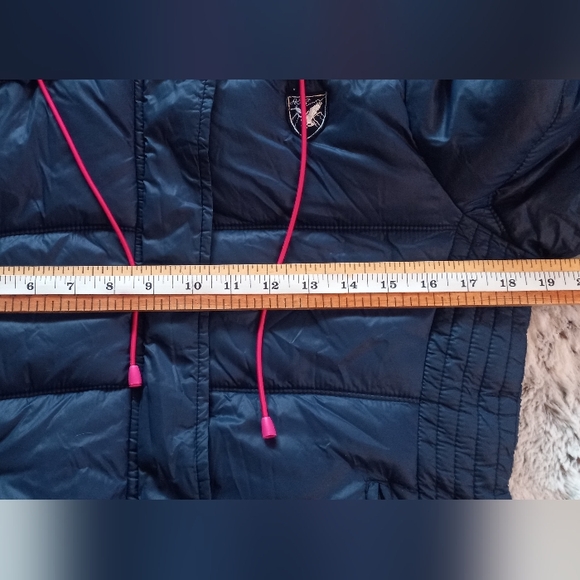 American Eagle puffer, Medium, Blue, hood with faux fur - Picture 3 of 7